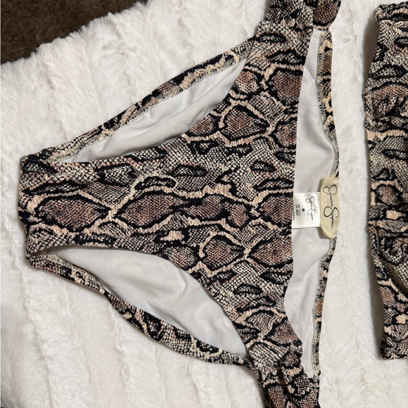 Jessica Simpson Snake Print Bikini Black and Cream - Picture 4 of 7